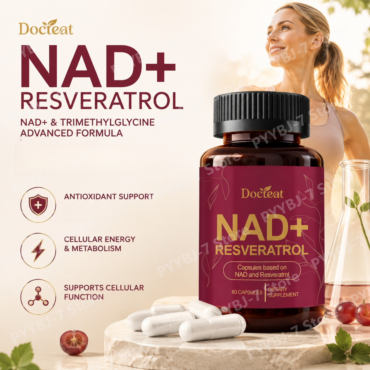 Wellness Quercetin - Complément NAD+ Resvératrol 60 Capsules avec
