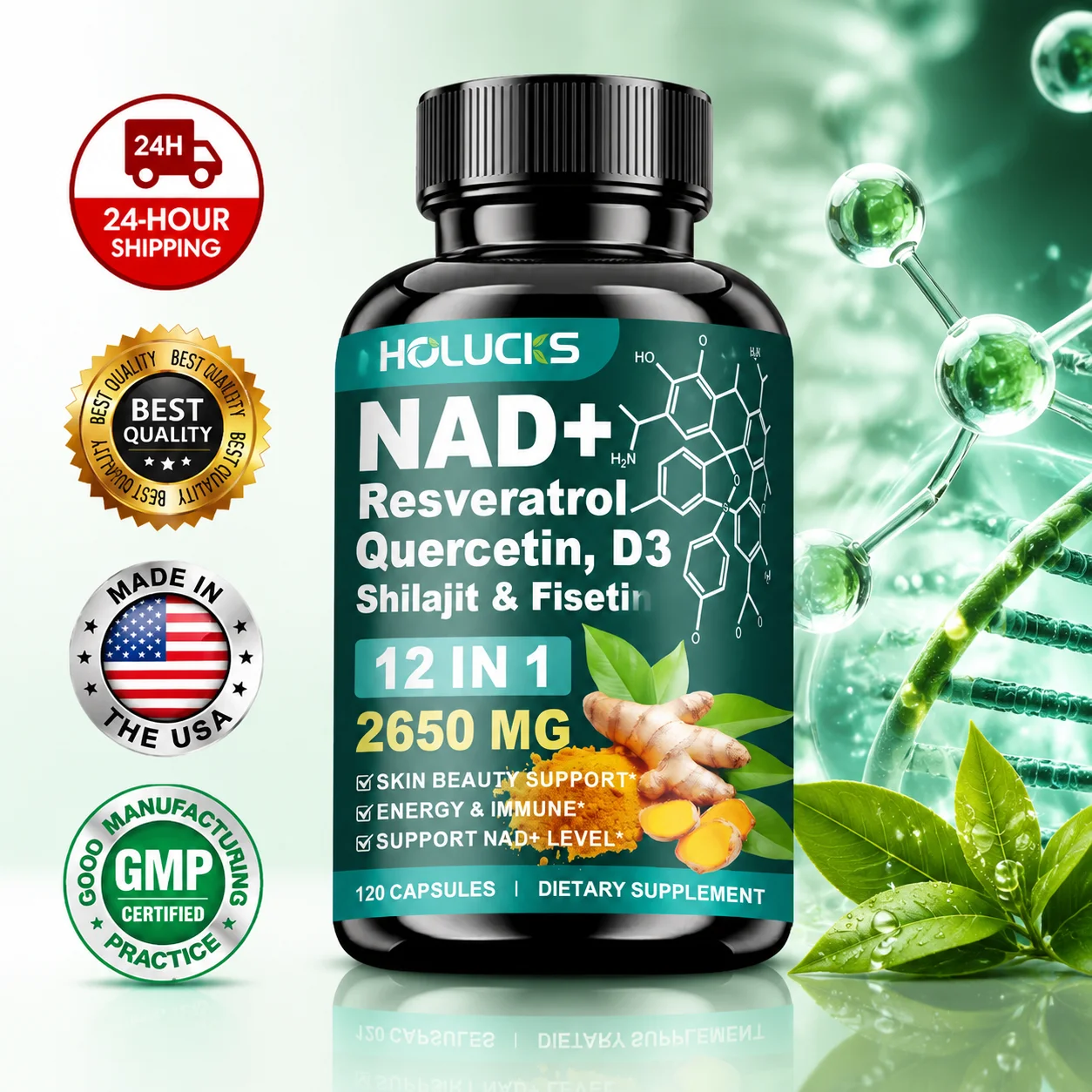 Wellness Quercetin - Complément alimentaire NAD+ à haute puissance,